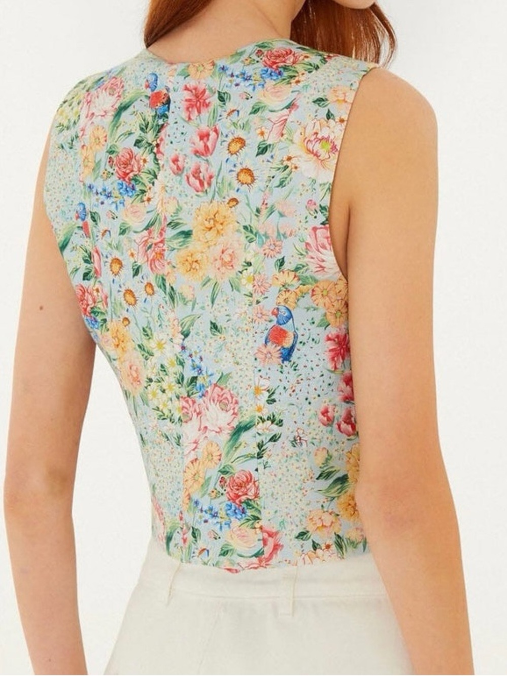 NWT Farm Rio Multicolor Rendeira 3d Euroflax Premium Linen Vest - Picture 2 of 6
